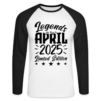 Naissance En avril 2025 Cadeau d'anniversaire 2025 - T-shirt baseball manches longues Homme - blanc/noir - Devant - Nik (191cm)