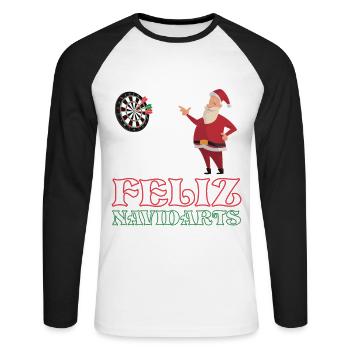 Feliz Navidarts - Unisex Baseballshirt langarm - Weiß/Schwarz - Vorne - Nik (191cm)