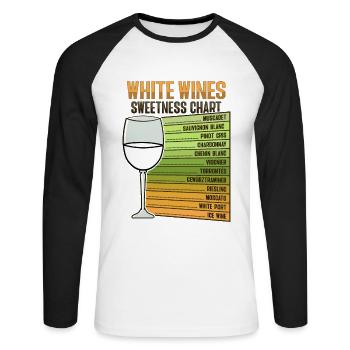 Weißwein Süße Diagramm Design für einen - Unisex Baseballshirt langarm - Weiß/Schwarz - Vorne - Nik (191cm)