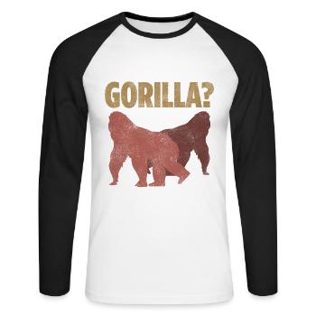 Was ist besser als ein Gorilla? Zwei Gorillas - Unisex Baseballshirt langarm - Weiß/Schwarz - Vorne - Nik (191cm)