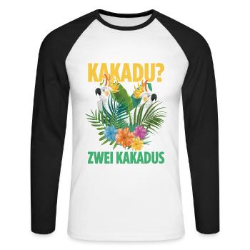 Was ist besser als ein Kakadu? Zwei Kakadus - Unisex Baseballshirt langarm - Weiß/Schwarz - Vorne - Nik (191cm)
