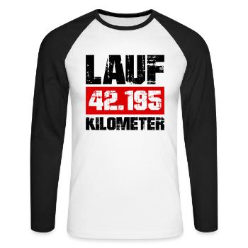 Courir le défi du marathon de 26,2 miles - T-shirt baseball manches longues Homme - blanc/noir - Devant - Nik (191cm)