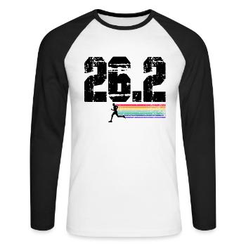 Laufen Sie 26,2 Meilen Marathon Herausforderung - Unisex Baseballshirt langarm - Weiß/Schwarz - Vorne - Nik (191cm)