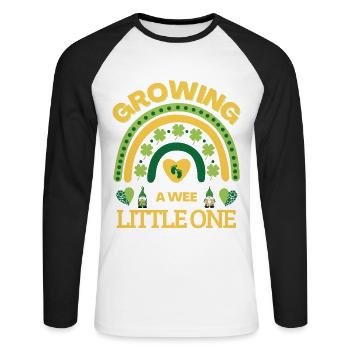 Growing A Wee Little One St. Patrick's Day Rainbow - Unisex Long Sleeve Baseball T-Shirt - white/black - Front - Nik (191cm)
