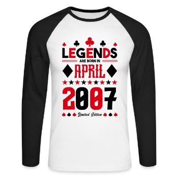 cadeau d'anniversaire avril 2007. jeux de carte. - T-shirt baseball manches longues Homme - blanc/noir - Devant - Nik (191cm)