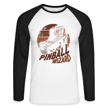 Entrez dans le monde du jeu rétro avec - T-shirt baseball manches longues Homme - blanc/noir - Devant - Nik (191cm)