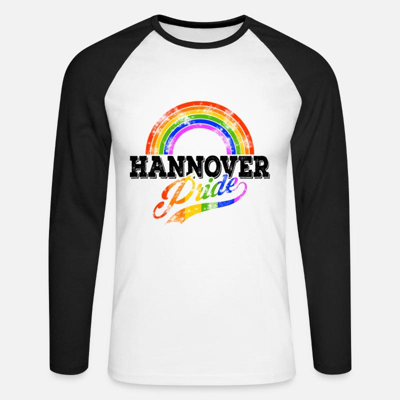 Pride Hannover - Unisex Baseballshirt langarm - Weiß/Schwarz