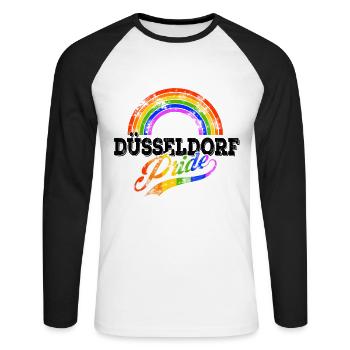 Fierté Düsseldorf - T-shirt baseball manches longues Homme - blanc/noir - Devant - Nik (191cm)