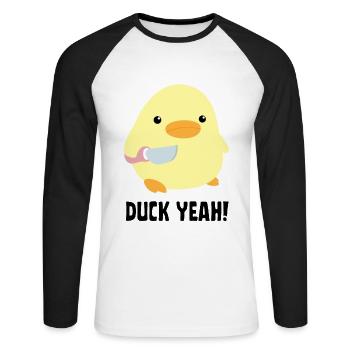 Duck yes - Duck with knife duck with knife - Unisex Long Sleeve Baseball T-Shirt - white/black - Front - Nik (191cm)