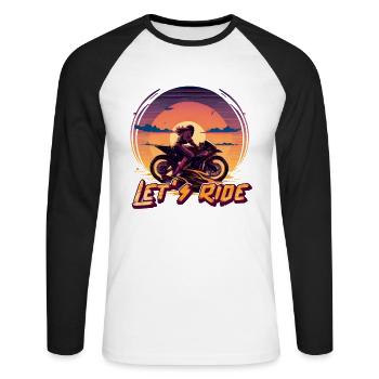 Radrennrad Let's Ride Biker Lives Matter - Unisex Baseballshirt langarm - Weiß/Schwarz - Vorne - Nik (191cm)