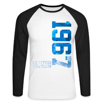 59TH BIRTHDAY LIMITED EDITION 1967 - Unisex Long Sleeve Baseball T-Shirt - white/black - Front - Nik (191cm)