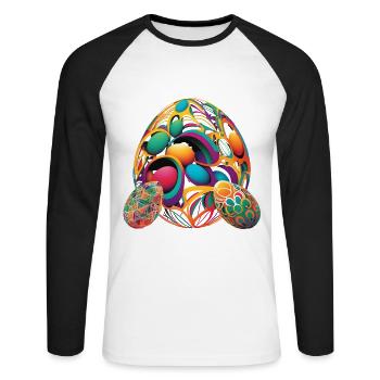 An Abstract Interpretation Of Awesome Easter Eggs - Unisex Long Sleeve Baseball T-Shirt - white/black - Front - Nik (191cm)