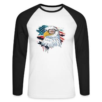 U.S. flag American Power July 4 - Unisex Long Sleeve Baseball T-Shirt - white/black - Front - Nik (191cm)