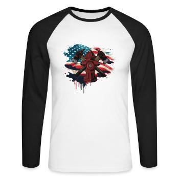 Fireman Bravery Courage Honor Fire - Unisex Long Sleeve Baseball T-Shirt - white/black - Front - Nik (191cm)