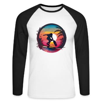 Skater on the Skateboarder Design Skatebording - Unisex Long Sleeve Baseball T-Shirt - white/black - Front - Nik (191cm)