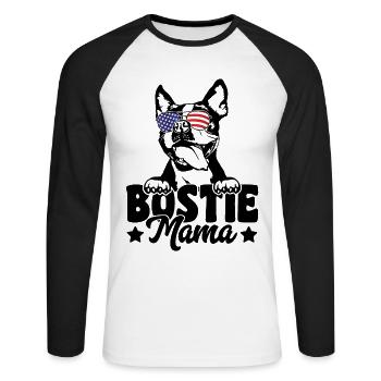 Bostie Mama Patriotic Boston Terrier Dog Lover - Unisex Long Sleeve Baseball T-Shirt - white/black - Front - Nik (191cm)