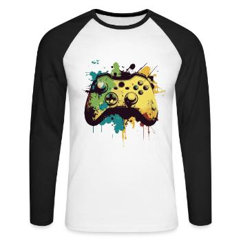 Cool Gaming Controller - Design pour les jeunes joueurs - T-shirt baseball manches longues Homme - blanc/noir - Devant - Nik (191cm)