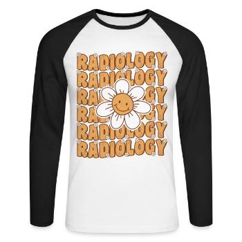 Groovy Radiologue Daisy Flower Radiologie rétro - T-shirt baseball manches longues Homme - blanc/noir - Devant - Nik (191cm)