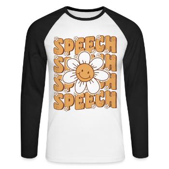 Groovy Retro Sprache Sprache Pathologe Sprache - Unisex Baseballshirt langarm - Weiß/Schwarz - Vorne - Nik (191cm)