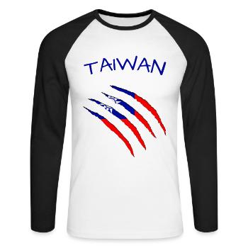 Taiwan - Unisex Baseballshirt langarm - Weiß/Schwarz - Vorne - Nik (191cm)
