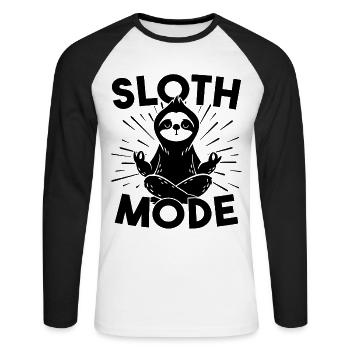 Lustiges Faultier Meditation im Faultiermodus - Unisex Baseballshirt langarm - Weiß/Schwarz - Vorne - Nik (191cm)