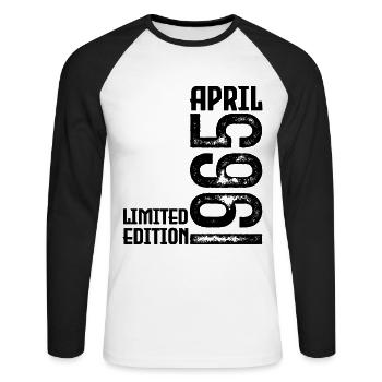 Gift April 1965. Birthday April 1965. April. - Unisex Long Sleeve Baseball T-Shirt - white/black - Front - Nik (191cm)