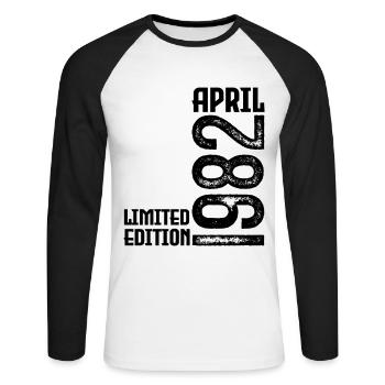 Gift April 1982. Birthday April 1982. April. - Unisex Long Sleeve Baseball T-Shirt - white/black - Front - Nik (191cm)