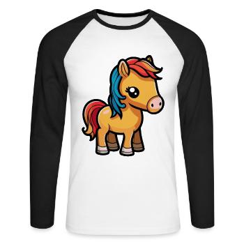 Cute horse for school beginners and kindergarten children - Unisex Long Sleeve Baseball T-Shirt - white/black - Front - Nik (191cm)