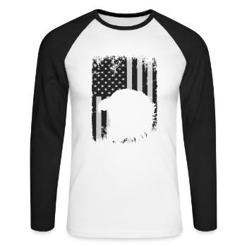 U.S. flag American Power July 4 - Unisex Long Sleeve Baseball T-Shirt - white/black - Front - Nik (191cm)