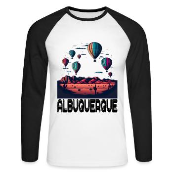 Albuquerque Ballon New Mexico Heißluftballon - Unisex Baseballshirt langarm - Weiß/Schwarz - Vorne - Nik (191cm)