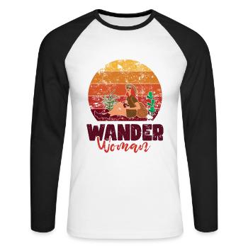 Wander Women in Nature - Unisex Long Sleeve Baseball T-Shirt - white/black - Front - Nik (191cm)