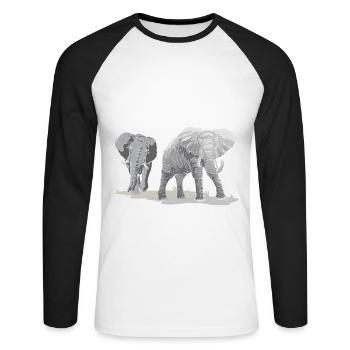 Was ist besser als ein Elefant? Zwei Elefanten - Unisex Baseballshirt langarm - Weiß/Schwarz - Vorne - Nik (191cm)