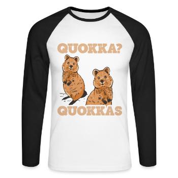 Was ist besser als ein Quokka? Zwei Quokkas - Unisex Baseballshirt langarm - Weiß/Schwarz - Vorne - Nik (191cm)