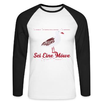 Mein Valentinstag Motto Sei Eine Möwe Scheiß Drauf - Unisex Baseballshirt langarm - Weiß/Schwarz - Vorne - Nik (191cm)