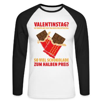 Valentinstag? Warte Auf Den Tag Nach Valentinstag - Unisex Baseballshirt langarm - Weiß/Schwarz - Vorne - Nik (191cm)