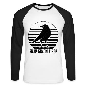 Blackbird Grackle Bird Design pour les ornithologues amateurs - T-shirt baseball manches longues Homme - blanc/noir - Devant - Nik (191cm)