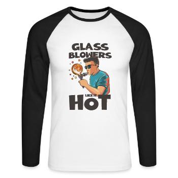 Handblown glass design for a glassblower - Unisex Long Sleeve Baseball T-Shirt - white/black - Front - Nik (191cm)