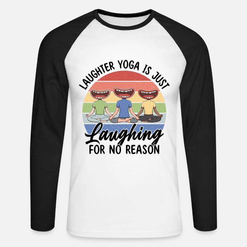 Design di meditazione della risata per un allenamento di yoga della risata - Maglia da baseball a manica lunga da uomo - bianco/nero