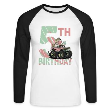 Girl's birthday 5 years I am already 5 years old - Unisex Long Sleeve Baseball T-Shirt - white/black - Front - Nik (191cm)