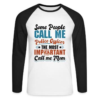 Polizei Polizist Polizeibeamte - Unisex Baseballshirt langarm - Weiß/Schwarz - Vorne - Nik (191cm)