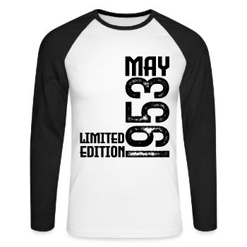 Gift may 1953. Anniversary May 1953. May 1953. - Unisex Long Sleeve Baseball T-Shirt - white/black - Front - Nik (191cm)