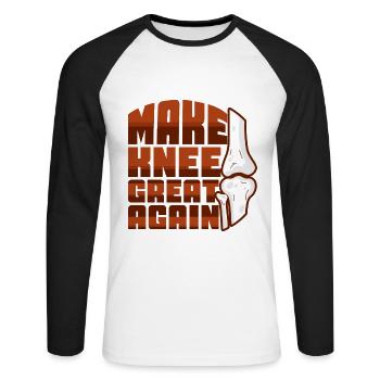 Make Knee Great Again - Unisex Baseballshirt langarm - Weiß/Schwarz - Vorne - Nik (191cm)