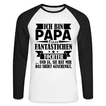 Ich bin Papa einer fantastischen Tochter Vater - Unisex Baseballshirt langarm - Weiß/Schwarz - Vorne - Nik (191cm)