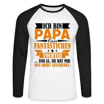 Ich bin Papa einer fantastischen Tochter Vater - Unisex Baseballshirt langarm - Weiß/Schwarz - Vorne - Nik (191cm)