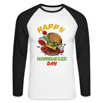 J’adore la restauration rapide, les hamburgers et les frites - T-shirt baseball manches longues Homme - blanc/noir - Devant - Nik (191cm)