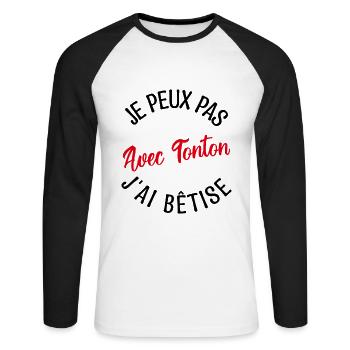 Cadeau Tonton, cadeau oncle, tonton de l'année. - T-shirt baseball manches longues Homme - blanc/noir - Devant - Nik (191cm)