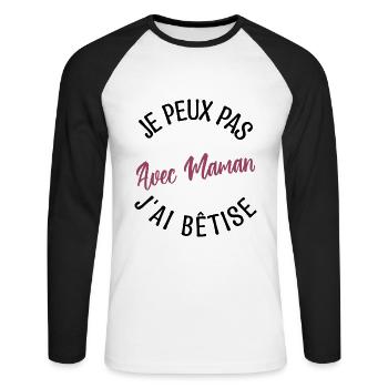 Cadeau maman, cadeau mère. cadeau maman de l'année - T-shirt baseball manches longues Homme - blanc/noir - Devant - Nik (191cm)
