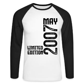 Gift May 2007. anniversary may 2007. May 2007. - Unisex Long Sleeve Baseball T-Shirt - white/black - Front - Nik (191cm)