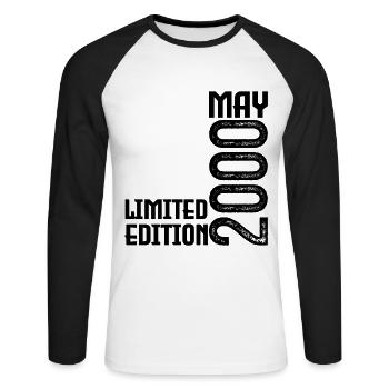Gift May 2000. anniversary may 2000. May 2000. - Unisex Long Sleeve Baseball T-Shirt - white/black - Front - Nik (191cm)