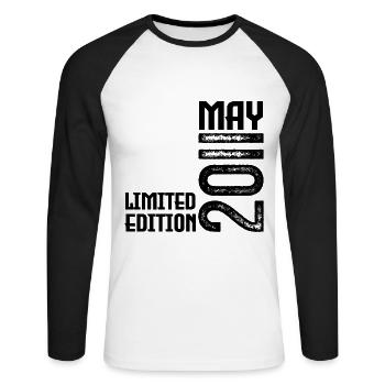 Cadeau may 2011. anniversary may 2011. Mai 2011. - T-shirt baseball manches longues Homme - blanc/noir - Devant - Nik (191cm)
